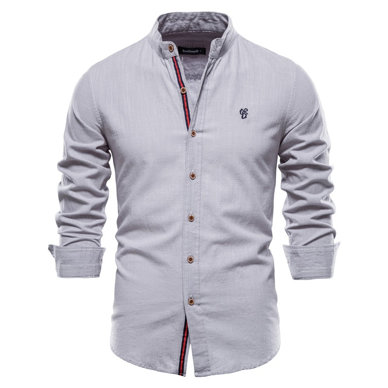 Camisa de Lino Cuello Polo Manga Larga para Hombre Marco Stefano Romano®