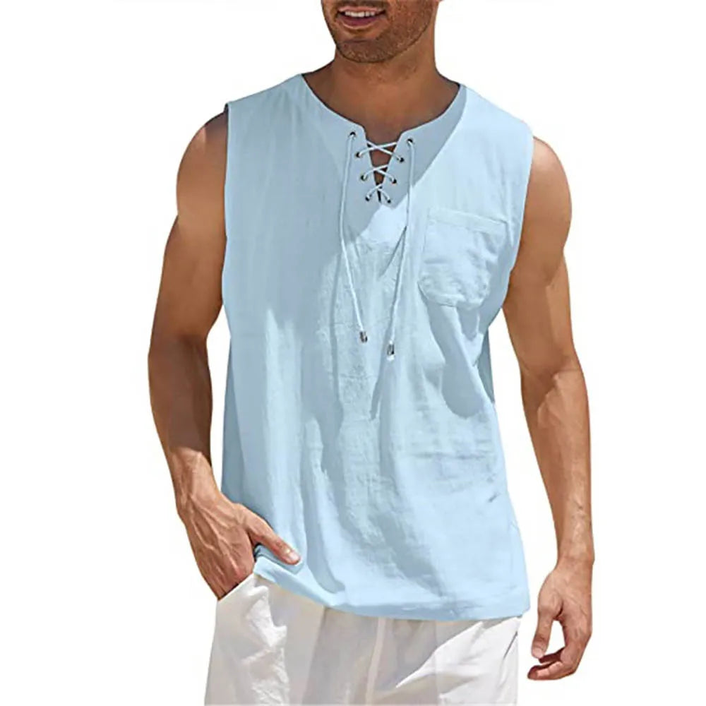 Camisa Sin Mangas de Lino para Hombre Stefano Romano®