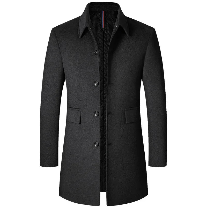 Abrigo de Lana de Diseñador Cuello Polo Slim Fit para Hombre Marco Stefano Romano®