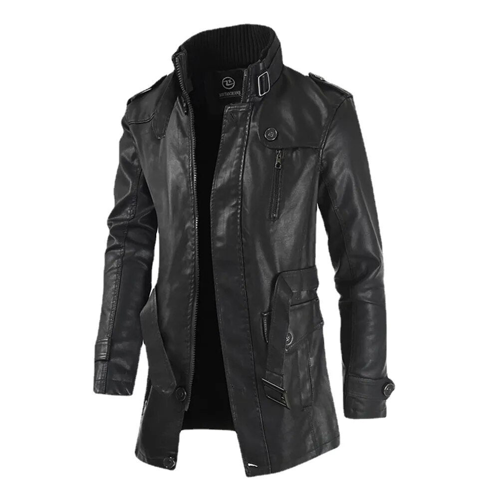 Chamarra Larga de Cuero para Hombre Stefano Romano®
