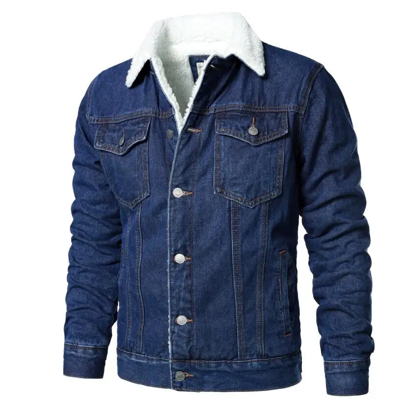 Chamarra de Mezclilla con Forro de Lana Cuello Polo para Hombre Marco Stefano Romano®