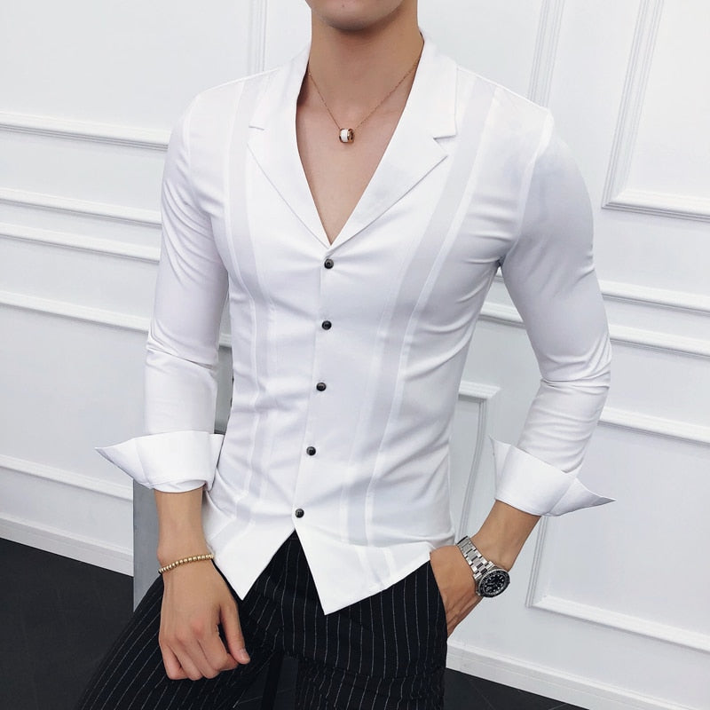 Camisa de Vestir Sport Fino Moderno Poliéster para Hombre Marco Stefano Romano®