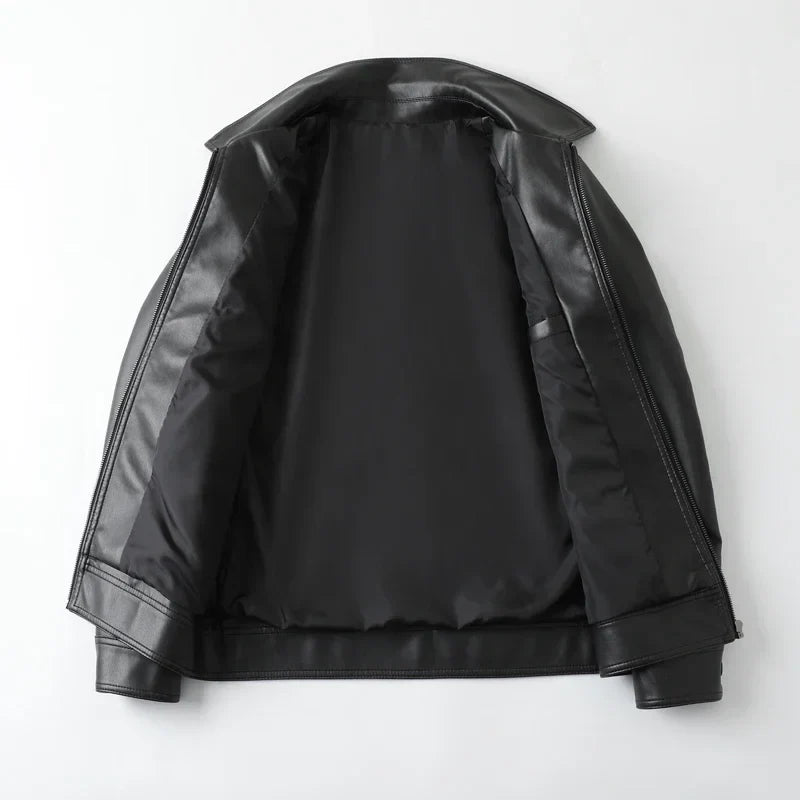 Chamarra de Cuero con Cuello Polo para Hombre Marco Stefano Romano®