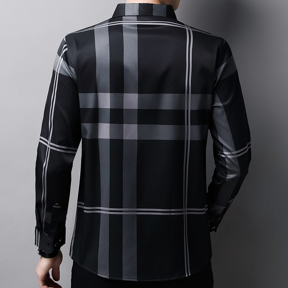Camisa de Manga Larga a Cuadros Premium para Hombre Stefano Romano®
