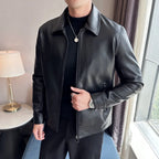 Chamarra de Cuero con Cuello Polo para Hombre Marco Stefano Romano®