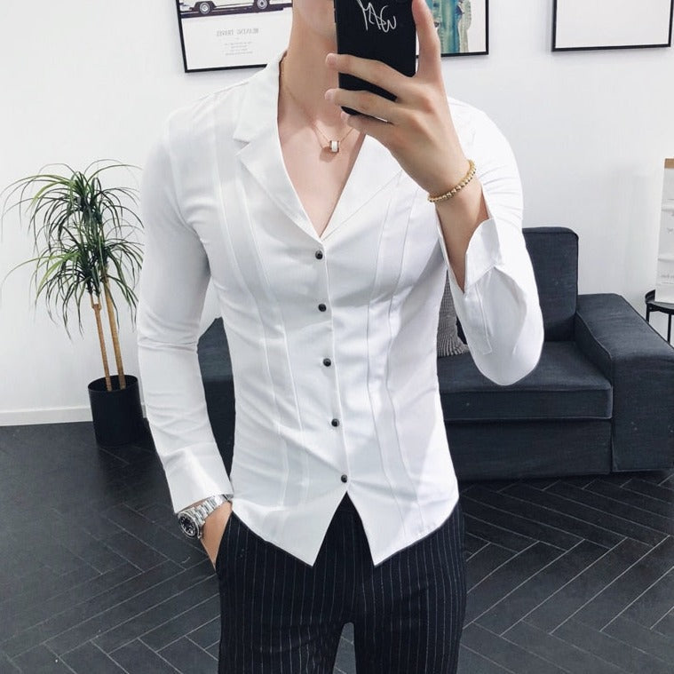 Camisa de Vestir Sport Fino Moderno Poliéster para Hombre Marco Stefano Romano®