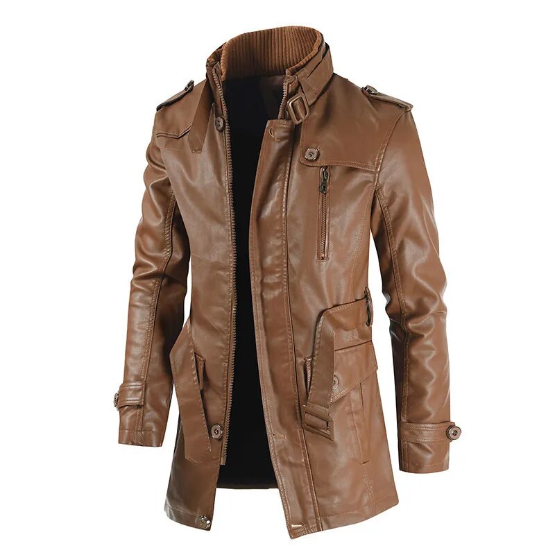 Chamarra Larga de Cuero para Hombre Stefano Romano®