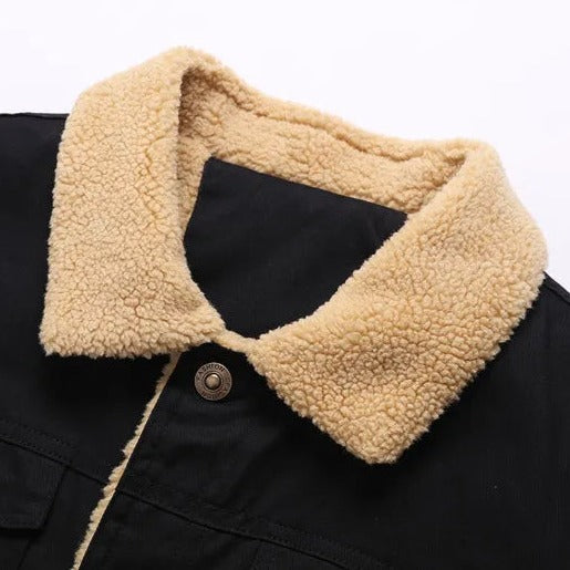 Chamarra de Mezclilla con Forro de Lana Cuello Polo para Hombre Alessandro Stefano Romano®