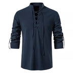 Camisa de Lino Cuello Mao Manga Larga para Hombre Matteo Stefano Romano®