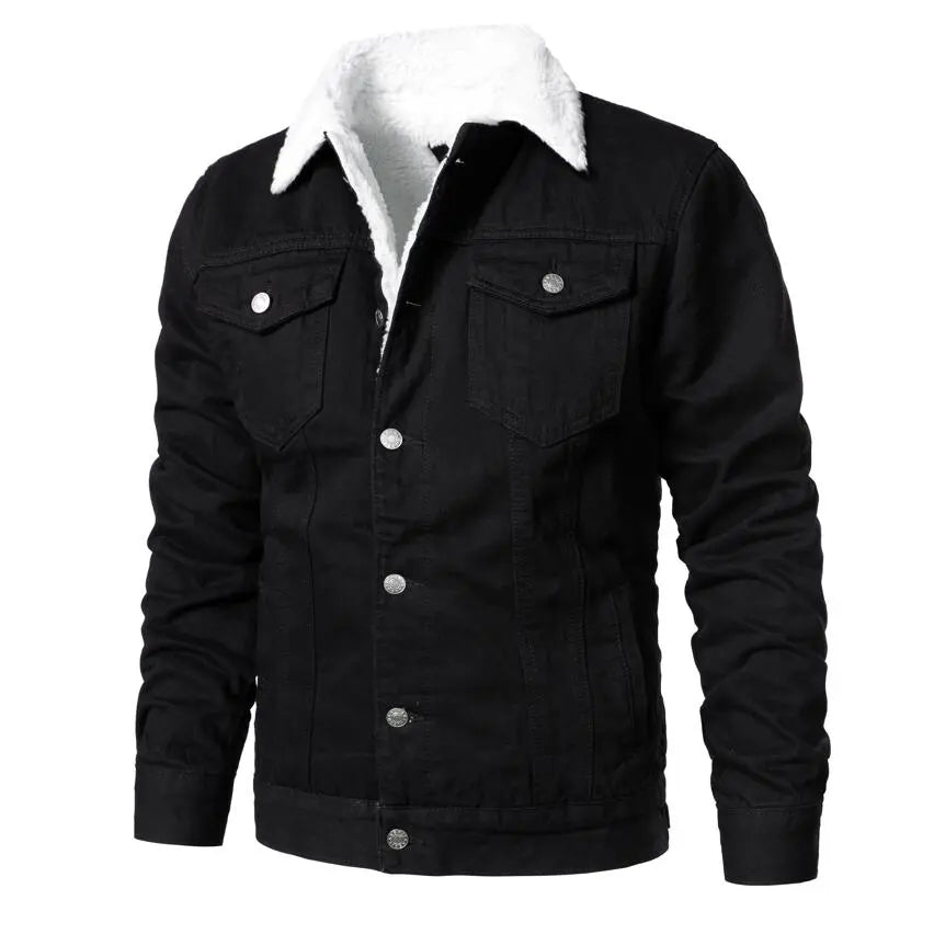 Chamarra de Mezclilla con Forro de Lana Cuello Polo para Hombre Marco Stefano Romano®