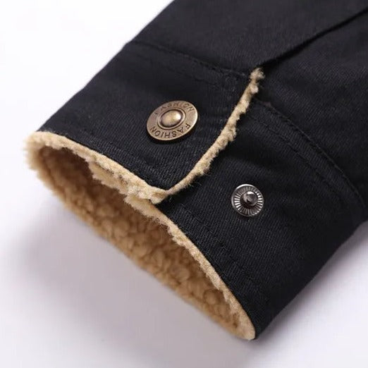 Chamarra de Mezclilla con Forro de Lana Cuello Polo para Hombre Alessandro Stefano Romano®