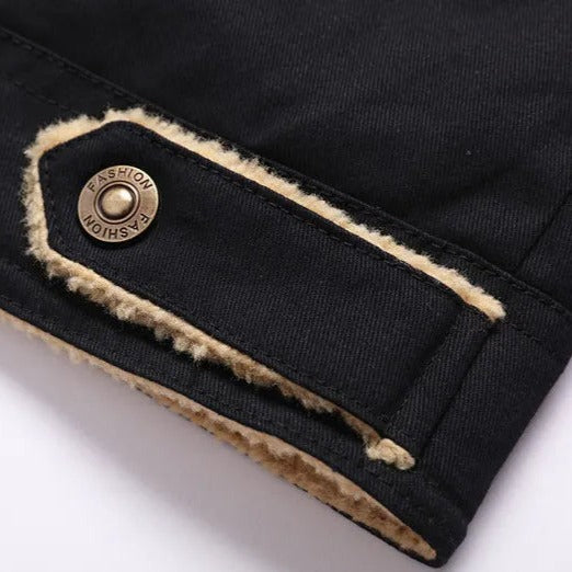 Chamarra de Mezclilla con Forro de Lana Cuello Polo para Hombre Alessandro Stefano Romano®
