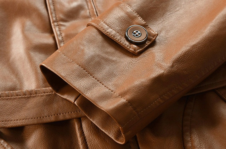Chamarra Larga de Cuero con Capucha para Hombre Stefano Romano®