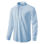 Camisa de Lino Cuello Mao Manga Larga para Hombre Matteo Stefano Romano®