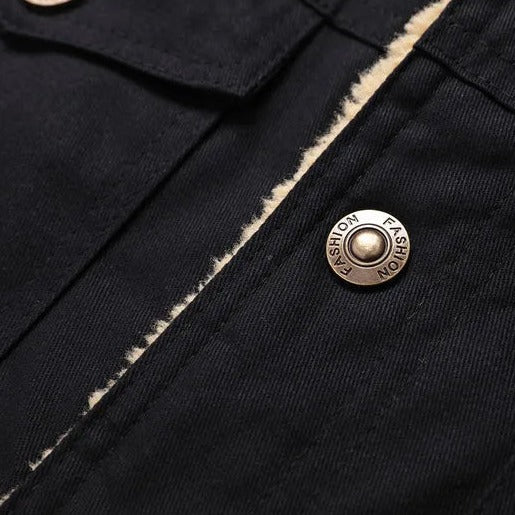 Chamarra de Mezclilla con Forro de Lana Cuello Polo para Hombre Alessandro Stefano Romano®