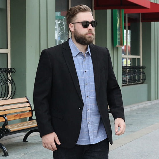Blazer Plus Size Negro Luxury para Hombre Stefano Romano®