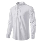 Camisa de Lino Cuello Mao Manga Larga para Hombre Matteo Stefano Romano®
