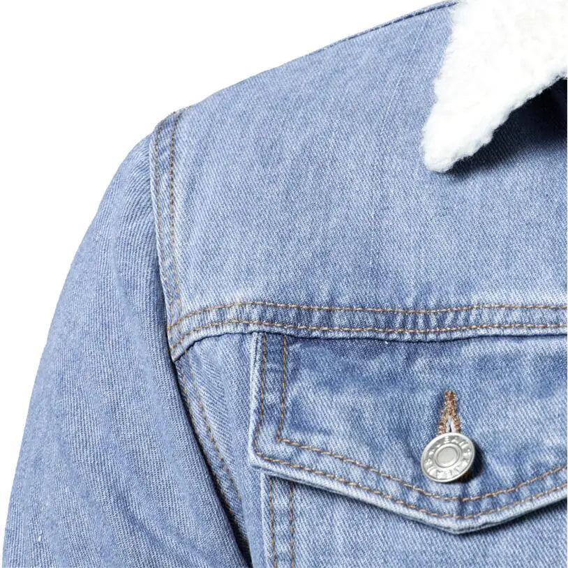 Chamarra de Mezclilla con Forro de Lana Cuello Polo para Hombre Marco Stefano Romano®