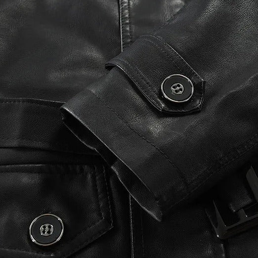 Chamarra Larga de Cuero para Hombre Stefano Romano®