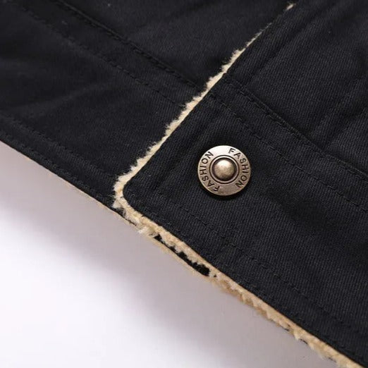 Chamarra de Mezclilla con Forro de Lana Cuello Polo para Hombre Alessandro Stefano Romano®