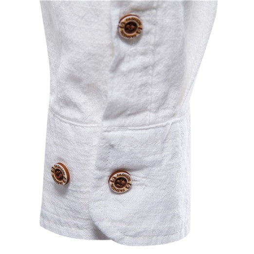 Camisa de Lino Cuello Polo Manga Larga para Hombre Marco Stefano Romano®