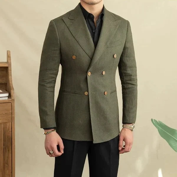 Blazer de Lino Cruzado para Hombre Stefano Romano®