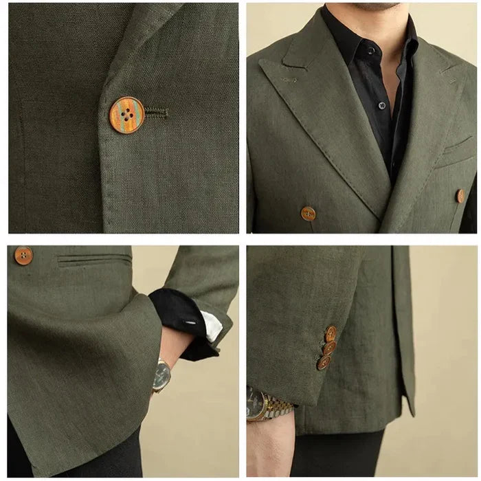 Blazer de Lino Cruzado para Hombre Stefano Romano®
