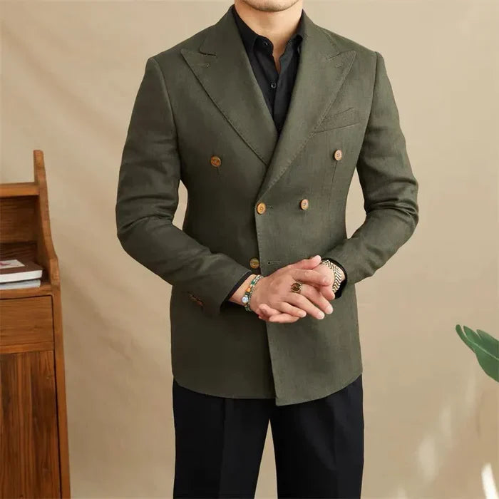 Blazer de Lino Cruzado para Hombre Stefano Romano®